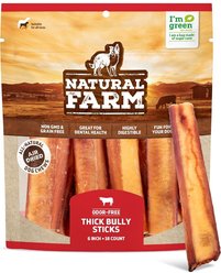 Natural Farm Thick Beef Bully Sticks Dog Treats, 6-in, 18 count