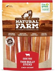 Natural Farm Thin Beef Bully Sticks Dog Treats, 6-in, 10 count