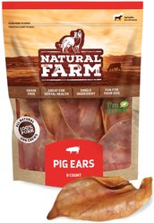 Natural Farm Whole Pig Ears Dog Treats, 8 count