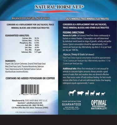 Show full view: Natural Horse Vet Red Cal Original Nature's Minerals & Organic Sea Salt Multi-Species Formula, 4-lb bag slide 3 of 4