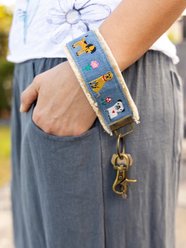 Natural Life Embroidered Key Fob Denim Dog Keepsake, 5-in x 1.25-in
