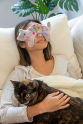 Natural Life Shaped Weighted Eye Mask Taupe Cat Keepsake, 9 x 4-in slide 2 of 3