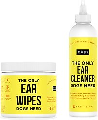 Natural Rapport Liquid & Wipes Dog Ear Cleaner Bundle, 8-fl oz bottle & 100 count wipes