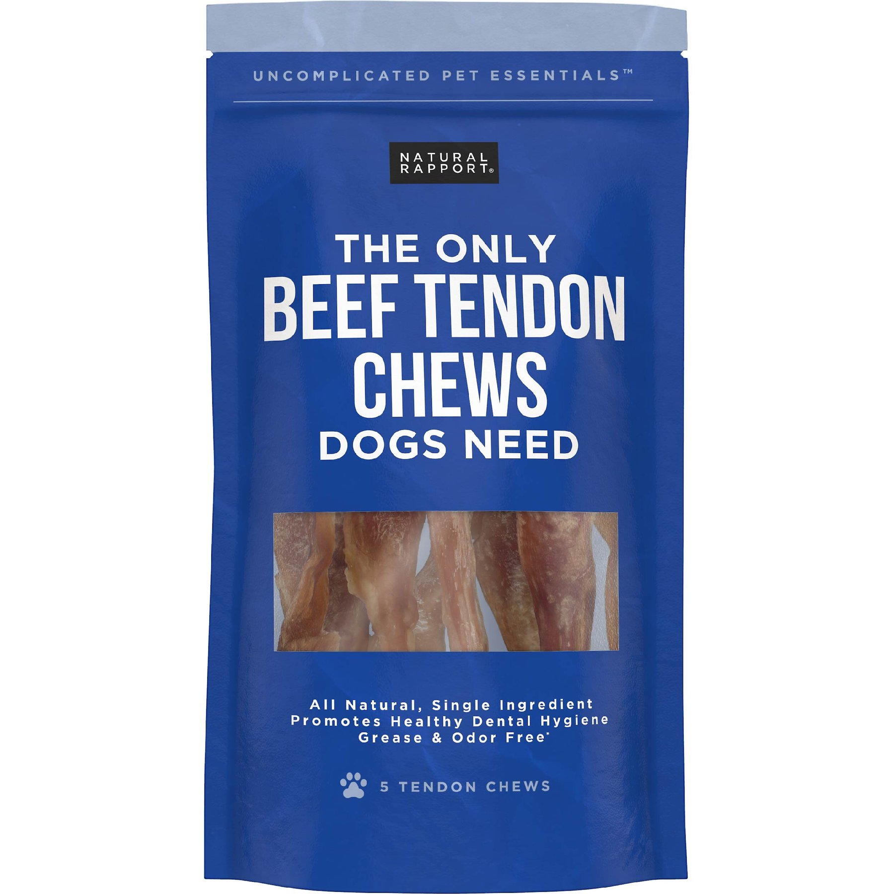 Natural Rapport The Only Beef Tendon Chews Dogs Need Hard Chew Dog Treats, 5 count