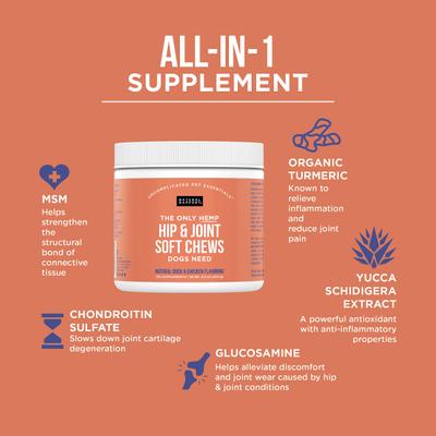 Show full view: Natural Rapport The Only Hemp Hip & Joint Soft Chews Dogs Need Joint Supplement for Dogs, 120 count slide 3 of 6