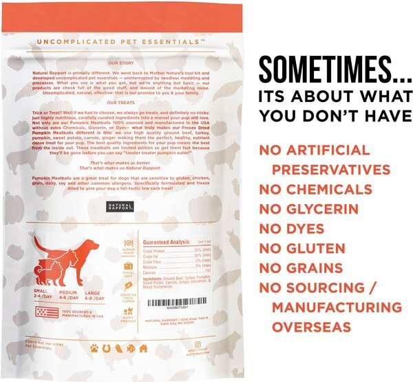Natural Rapport The Only Pumpkin Meatballs Dog Freeze Treats, 4-oz bag
