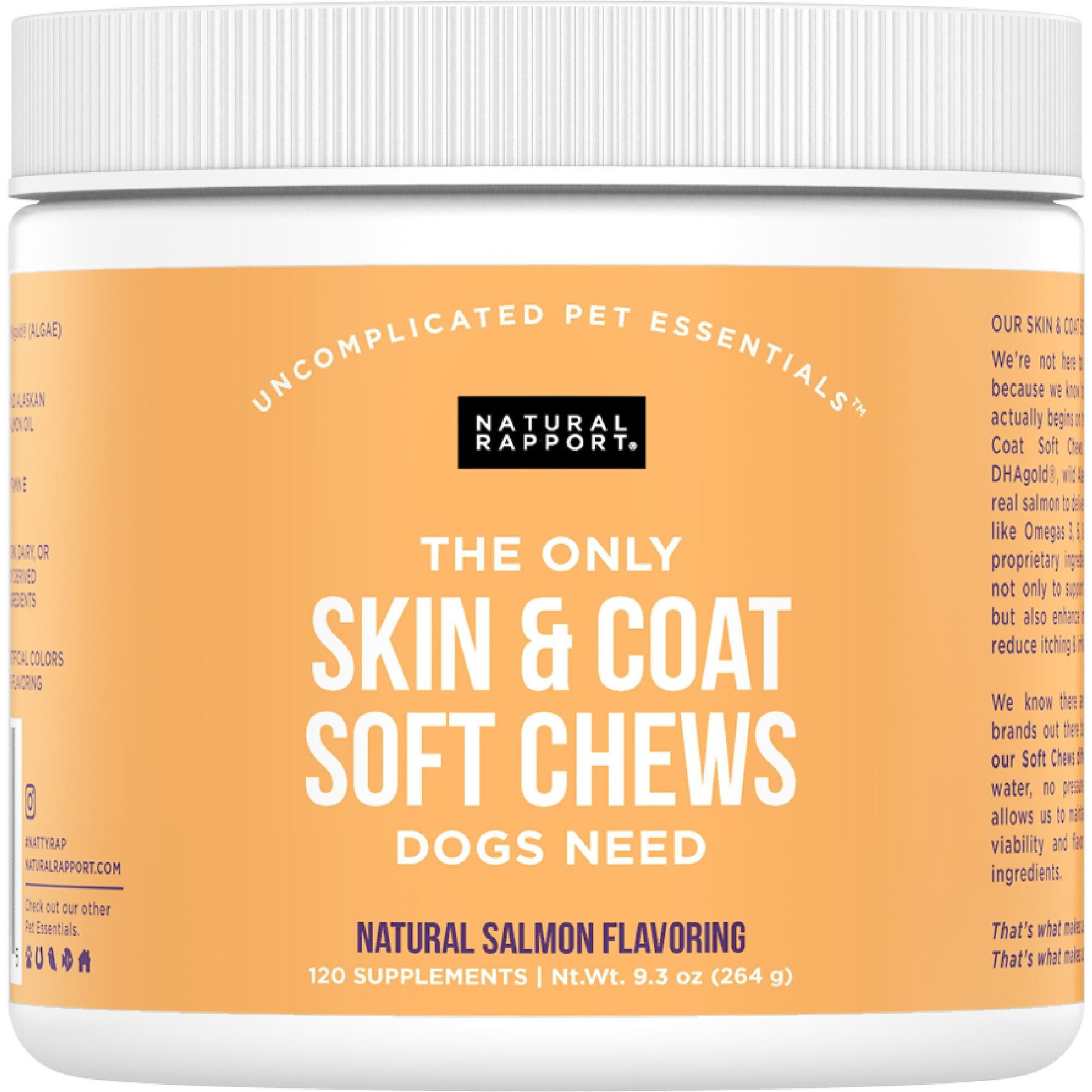 Natural Rapport The Only Skin & Coat Soft Chews Dogs Need Skin & Coat Supplement for Dogs, 120 count