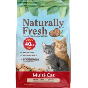 Naturally Fresh Multi-Cat Unscented Clumping Walnut Cat Litter, 40-lb bag