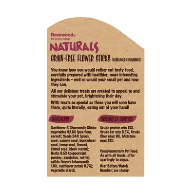 Show full view: Naturals by Rosewood Grain-Free Assorted Flower Sticks Small Pet Treats, 4.9-oz bag, case of 4 slide 8 of 10