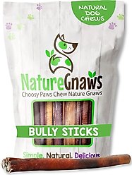 Nature Gnaws 11 to 12-in Beef Bully Sticks Dog Chew Treats, 8-oz bag