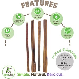 Nature Gnaws 11 to 12-in Beef Bully Sticks Dog Chew Treats, 8-oz bag