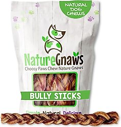 Nature Gnaws 11 to 12-in Braided Bully Sticks Dog Chew Treats, 5 count