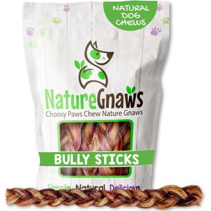 Nature Gnaws 11 to 12-in Braided Bully Sticks Dog Chew Treats, 5 count