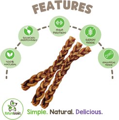 Nature Gnaws 11 to 12-in Braided Bully Sticks Dog Chew Treats, 5 count slide 2 of 7