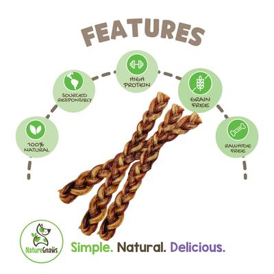 Show full view: Nature Gnaws 11 to 12-in Braided Bully Sticks Dog Chew Treats, 5 count slide 3 of 10