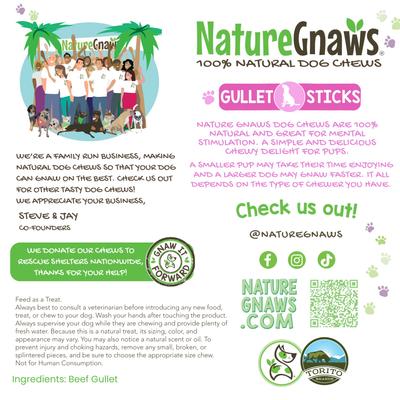 Show full view: Nature Gnaws 5 to 6-in Beef Gullet Sticks Natural Dog Chew Treats, 8-oz bag slide 5 of 10