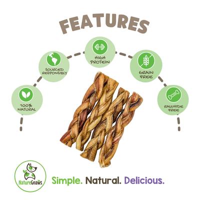 Show full view: Nature Gnaws 5 to 6-in Braided Bully Sticks Dog Chew Treats, 10 count slide 3 of 10