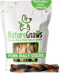 Nature Gnaws 5 to 6-in Braided Pork Bully Sticks Dog Chew Treats, 20 count