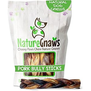 Nature Gnaws 5 to 6-in Braided Pork Bully Sticks Dog Chew Treats, 20 count
