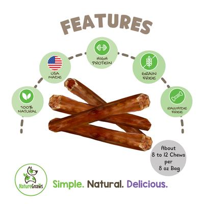Show full view: Nature Gnaws 5 to 7-in USA Steer Sticks Natural Dog Chew Treats, 8-oz bag slide 3 of 7