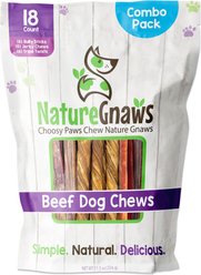 Nature Gnaws Premium Beef Dog Chew Variety Pack, 18 count