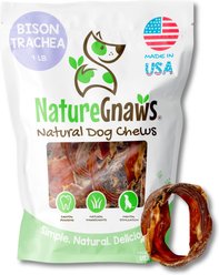 Nature Gnaws USA Bison Trachea Rings Natural Dog Chew Treats, 16-oz bag