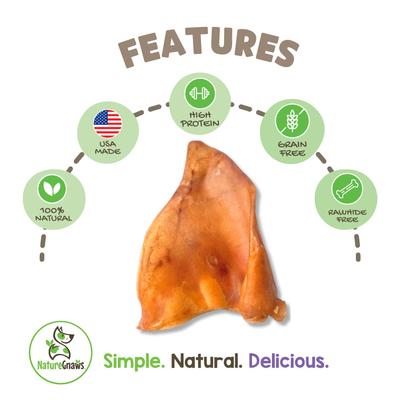 Show full view: Nature Gnaws USA Pig Ears Natural Dog Chew Treats, 10 count slide 3 of 9