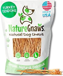 Nature Gnaws USA Turkey Tendon Natural Dog Chew Treats, 1-lb bag