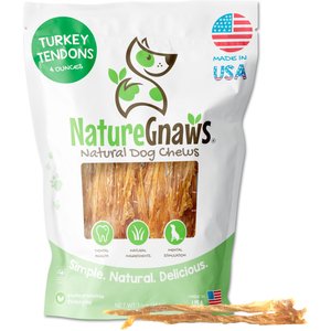 Nature Gnaws USA Turkey Tendon Natural Dog Chew Treats, 4-oz bag