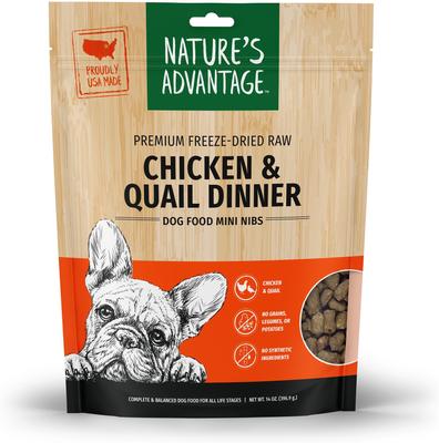 Show full view: Nature's Advantage Chicken & Quail Mini Nibs Grain-Free Freeze-Dried Raw Dog Food, 14-oz bag slide 3 of 4