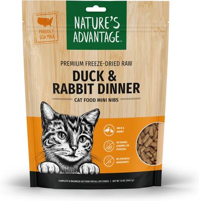 Show full view: Nature's Advantage Duck & Rabbit Mini Nibs Grain-Free Freeze-Dried Raw Cat Food, 12-oz bag slide 3 of 4