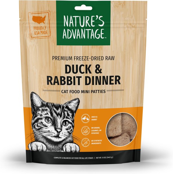 Nature's Advantage Duck & Rabbit Mini Patties Grain-Free Freeze-Dried Raw Cat Food, 12-oz bag