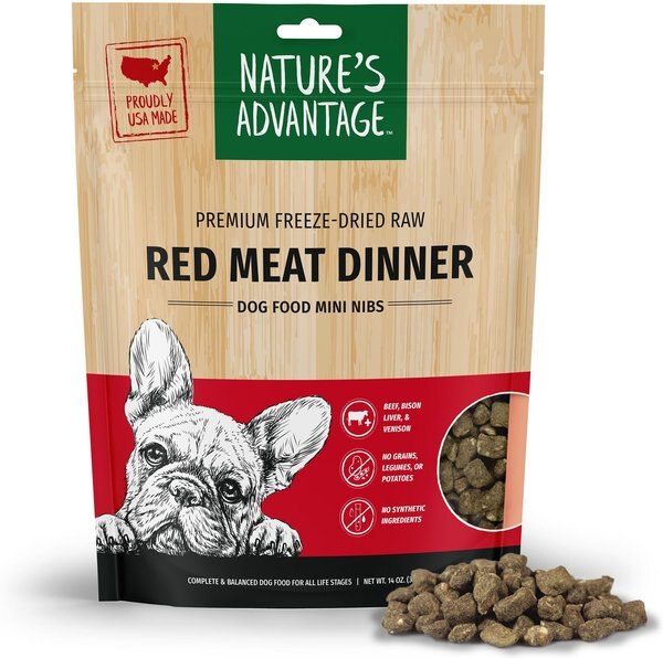 Nature's Advantage Red Meat Mini Nibs Grain-Free Freeze-Dried Raw Dog Food, 14-oz bag