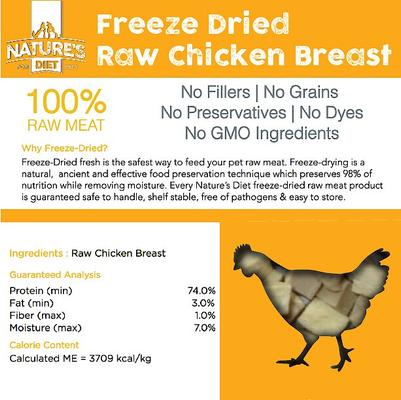 Show full view: Nature's Diet Chicken Breast Raw Freeze-Dried Dog Treats, 3-oz pouch slide 4 of 9