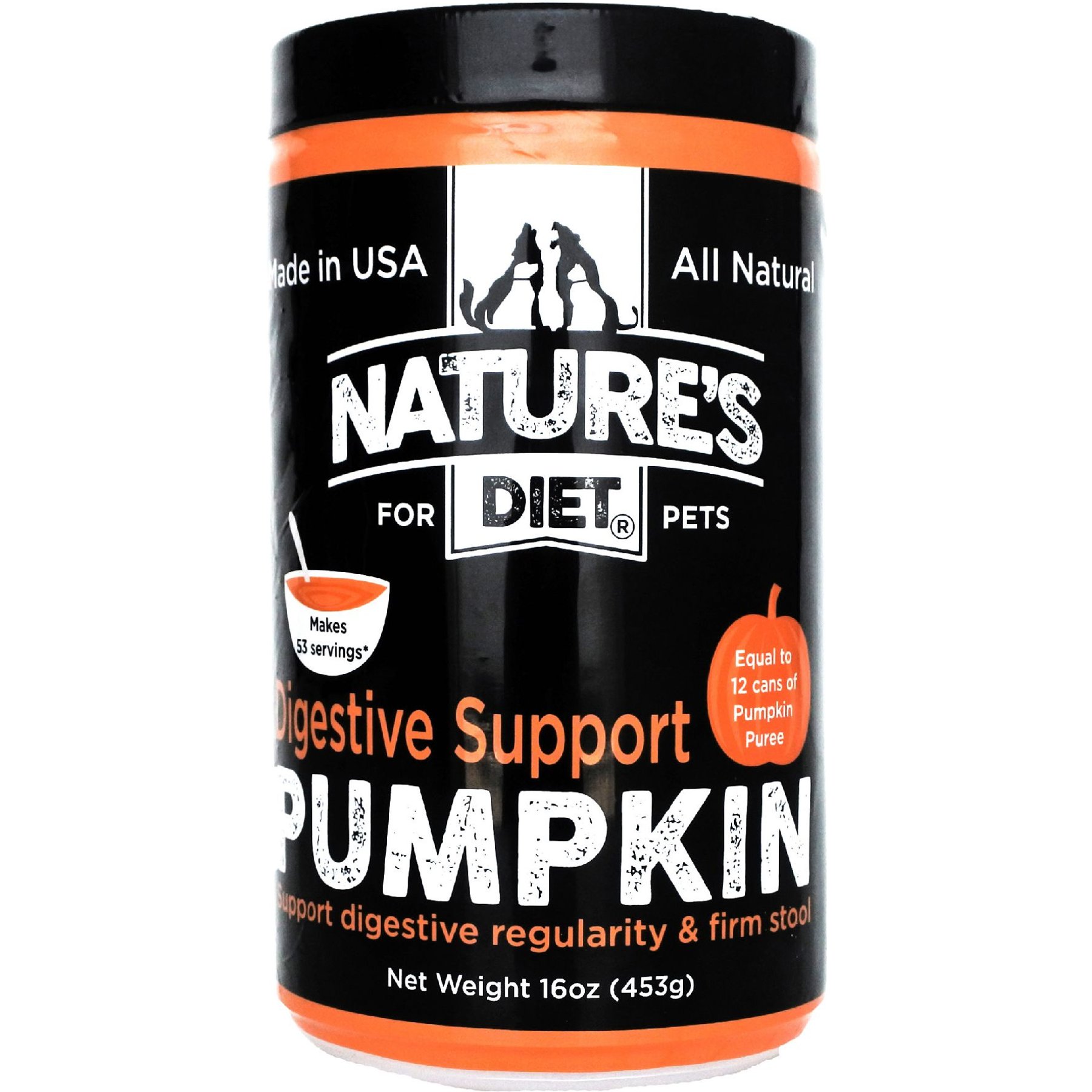 Nature's Diet Digestive Pumpkin Powder Digestive Aid Supplement for Dogs & Cats, 16-oz jar