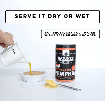 Show full view: Nature's Diet Digestive Pumpkin Powder Digestive Aid Supplement for Dogs & Cats, 16-oz jar slide 4 of 9