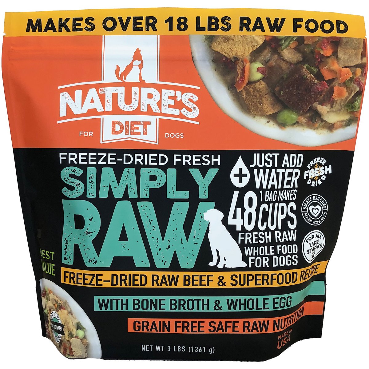 Nature's Diet Fresh Beef Simply Raw Freeze-Dried Dog Food, 6-lb bundle