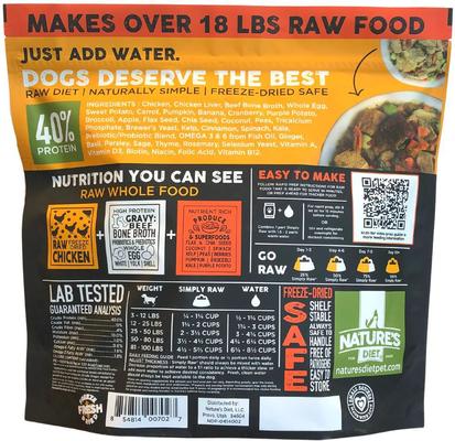 Show full view: Nature's Diet Fresh Chicken Simply Raw Freeze-Dried Dog Food, 3-lb bag slide 3 of 12