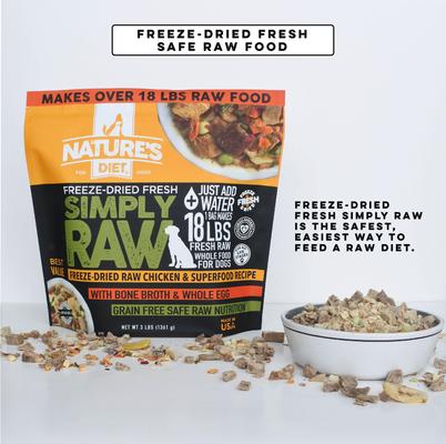 Show full view: Nature's Diet Fresh Chicken Simply Raw Freeze-Dried Dog Food, 3-lb bag slide 6 of 12