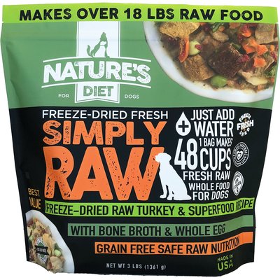 Nature's Diet Nature's Diet Fresh Turkey Simply Raw Freeze-Dried Dog Food, 3-lb bag