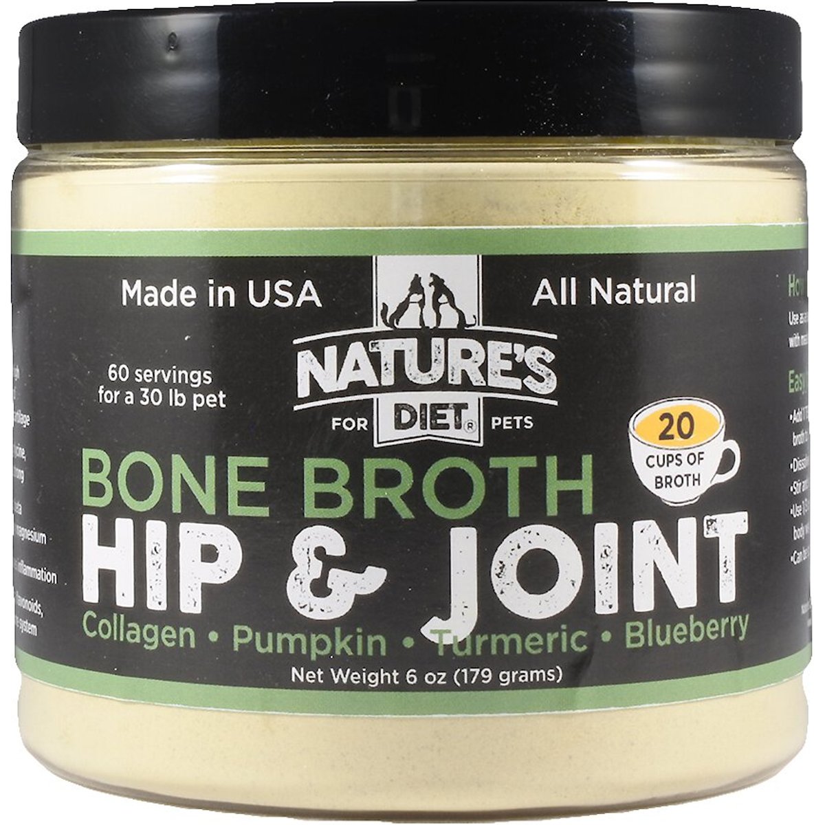 Nature's Diet Hip & Joint Bone Broth Dry Dog & Cat Food Topping, 6-oz jar