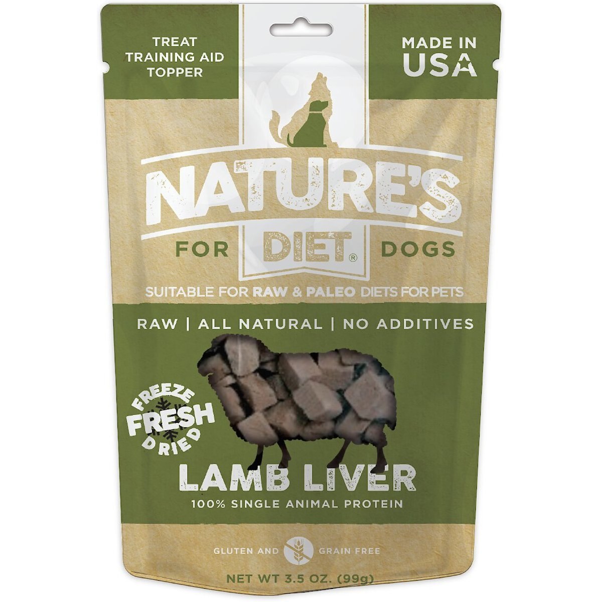 Nature's Diet Lamb Liver Raw Freeze-Dried Dog Treats, 3.5-oz pouch