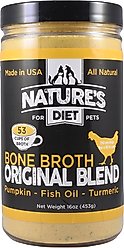 Nature's Diet Original Blend Chicken Bone Broth Dry Dog & Cat Food Topping, 16-oz jar