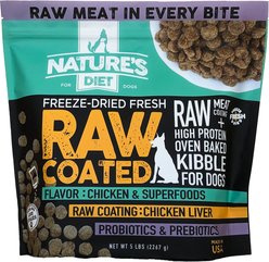Nature's Diet Raw Coated Kibble Raw Chicken Liver & Bone Broth Coating Freeze-Dried Dog Food, 5-lb bag