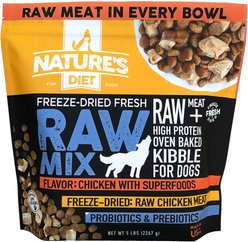 Nature's Diet Raw Mix Kibble Chicken Liver Inclusions Freeze-Dried Dog Food, 5-lb bag