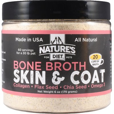 Nature's Diet Nature's Diet Skin & Coat Bone Broth Dry Dog & Cat Food Topping, 6-oz jar