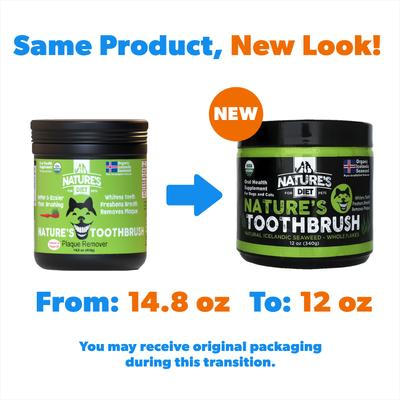 Show full view: Nature's Diet Toothbrush Systemic Plaque Remover Dry Dog Food Topping, 12-oz jar slide 3 of 4