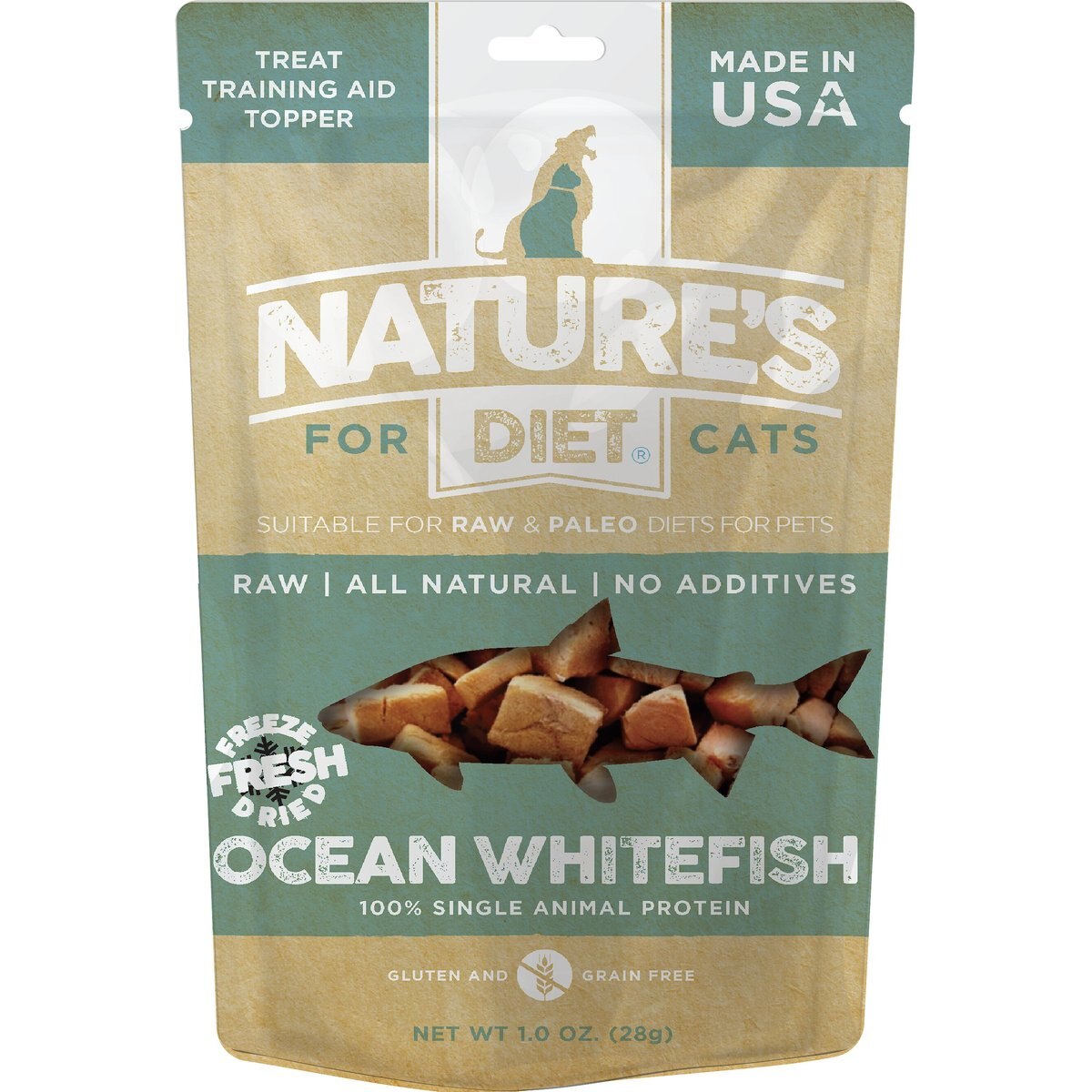 Nature's Diet Whitefish Raw Freeze-Dried Cat Treats, 1-oz pouch