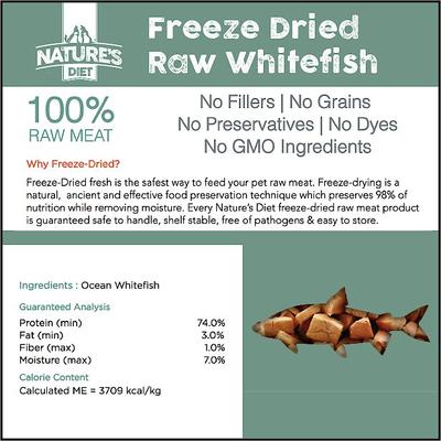 Show full view: Nature's Diet Whitefish Raw Freeze-Dried Cat Treats, 1-oz pouch slide 4 of 9