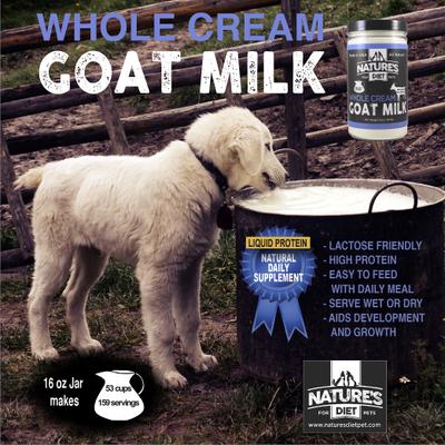 Show full view: Nature's Diet Whole Cream Goat Milk Wet Dog & Cat Food Topping, 16-oz jar slide 6 of 9